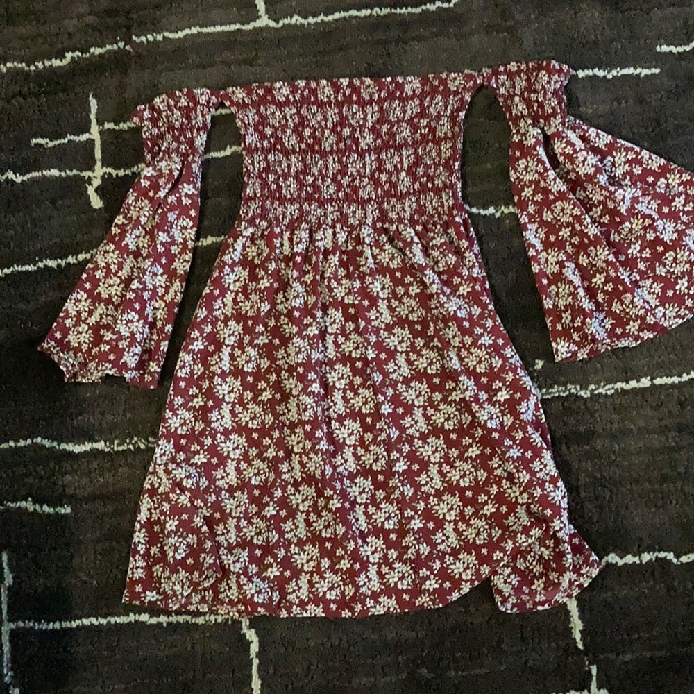 Short Off-the-Shoulder Maroon Dress
